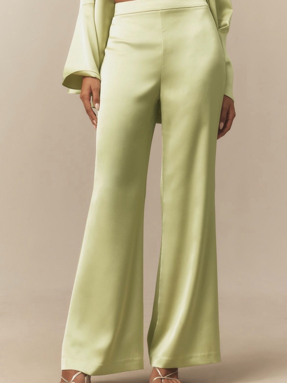 Mare Mare High-Rise Wide Leg Pants in Pale Green